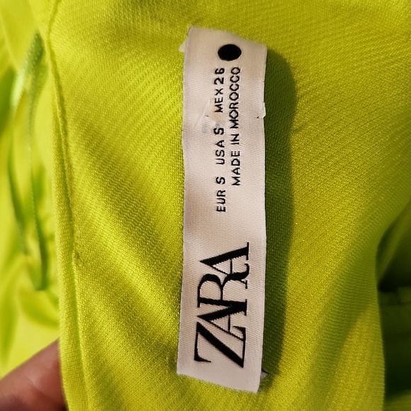 Zara Ruched Bodycon Sexy Mini Dress Cutout Neon Green Club Summer Size Small - Picture 8 of 10